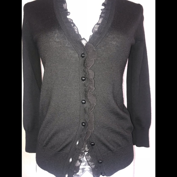 Black JCrew cardigan with ribbon detail XS - Picture 3 of 8